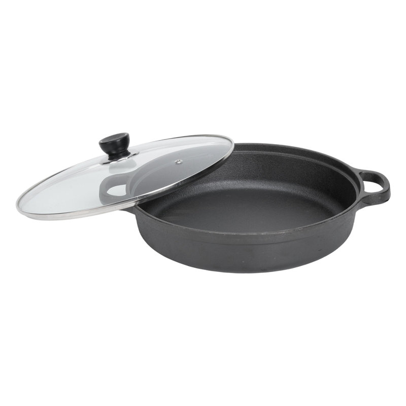 Living And Home Cast Iron Round Braiser with Lid, 33cm, 5.56L