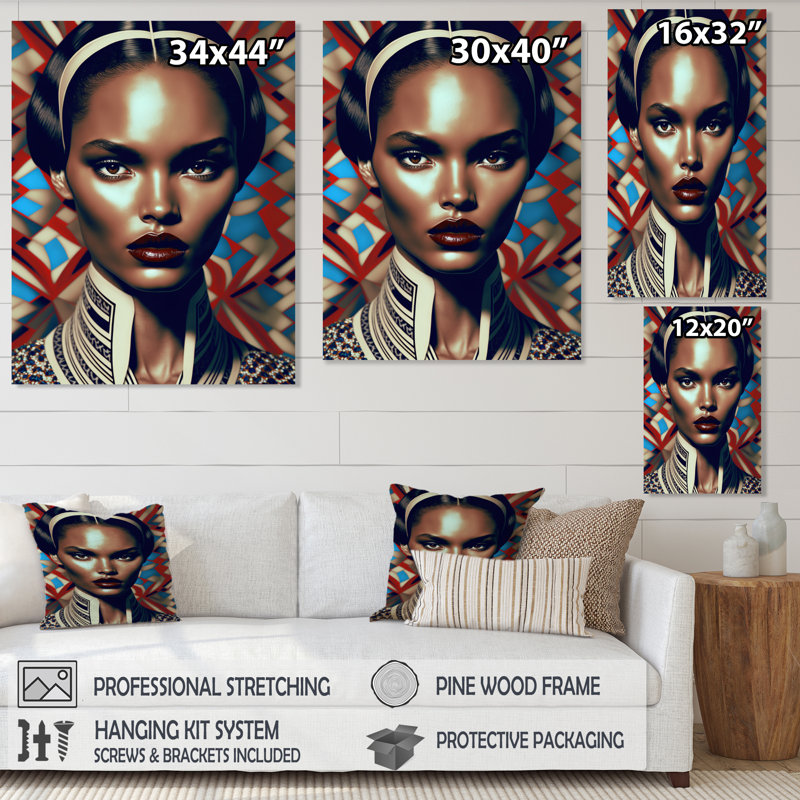 «Classy Portrait of Elegant African Lady I», reproduction sur toile, H 20 po x l 12 po x P 1 po, Toile tendue