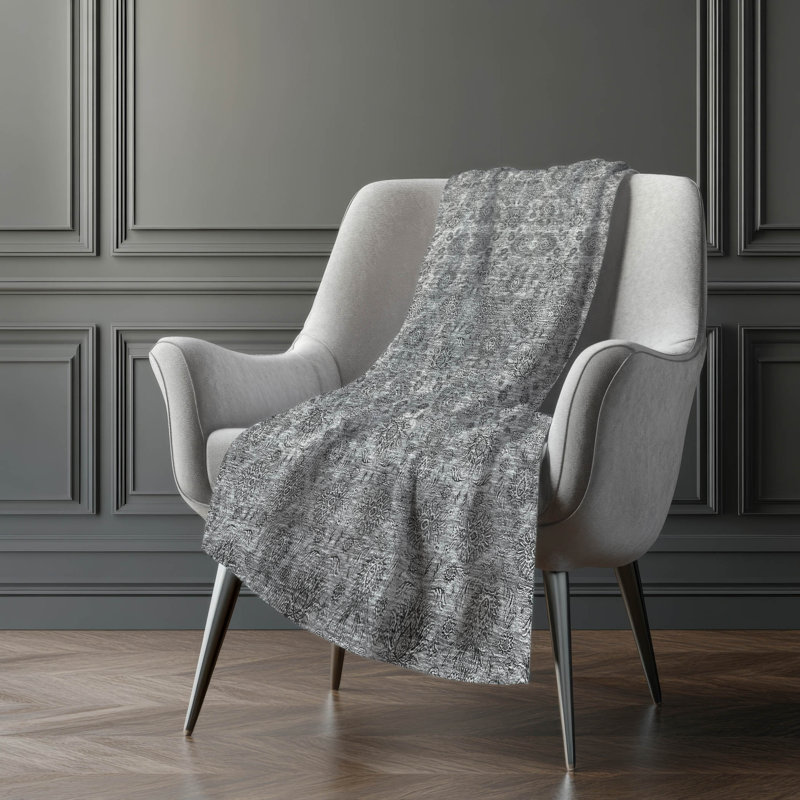Jeté floral Sherpa ASB702 Addison, Gris