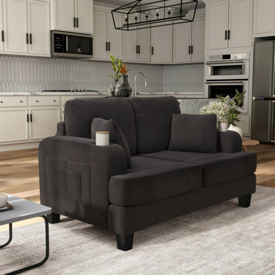 Causeuse l 61,4 po contemporaine, gris foncé