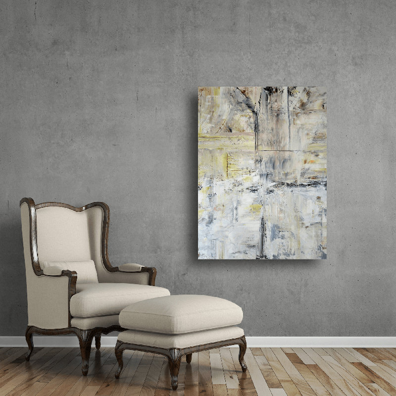 Platinum Yellow - Artist Enhanced Canvas Print, 24" H x 20" W x 1.5" D, Brown Framed Canvas