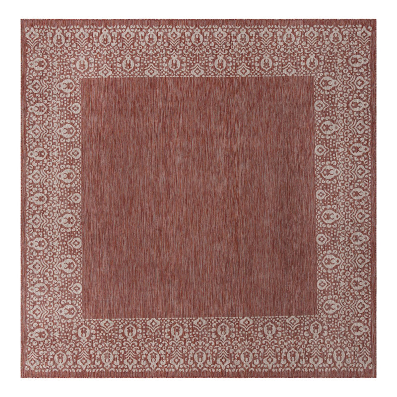 Dmitri Oriental Rust Red Indoor/Outdoor Area Rug, Round 13'1"