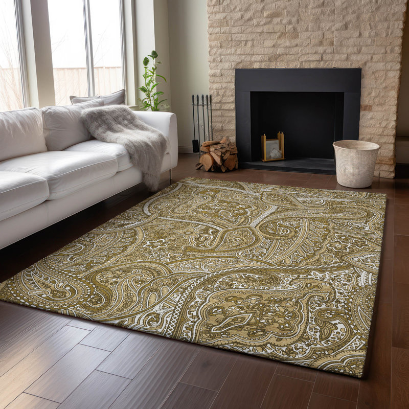 Tapis brun Cerrito lavable à la machine de qualité supérieure, Rectangle 9 pi x 12 pi