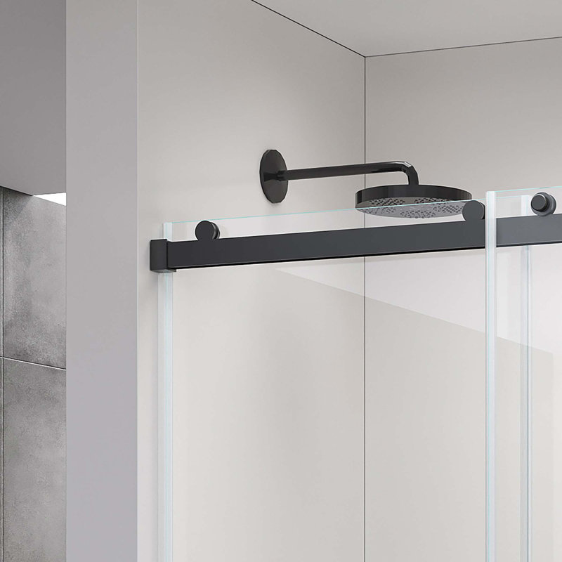56-60*76 INCH Double Sliding Frameless Soft-Close Shower Door With Premium  (8Mm)Thick Tampered Glass And Easy-Cleaning Coating
