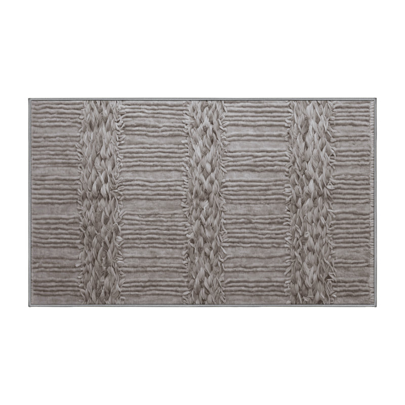 Machine Washable Gray Area Rug, Runner 2' x 4'