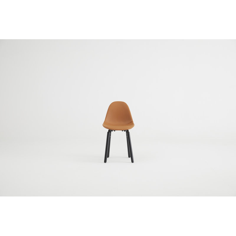 TA 18'' H Faux Leather Upholstered Oak Side Chair, Black