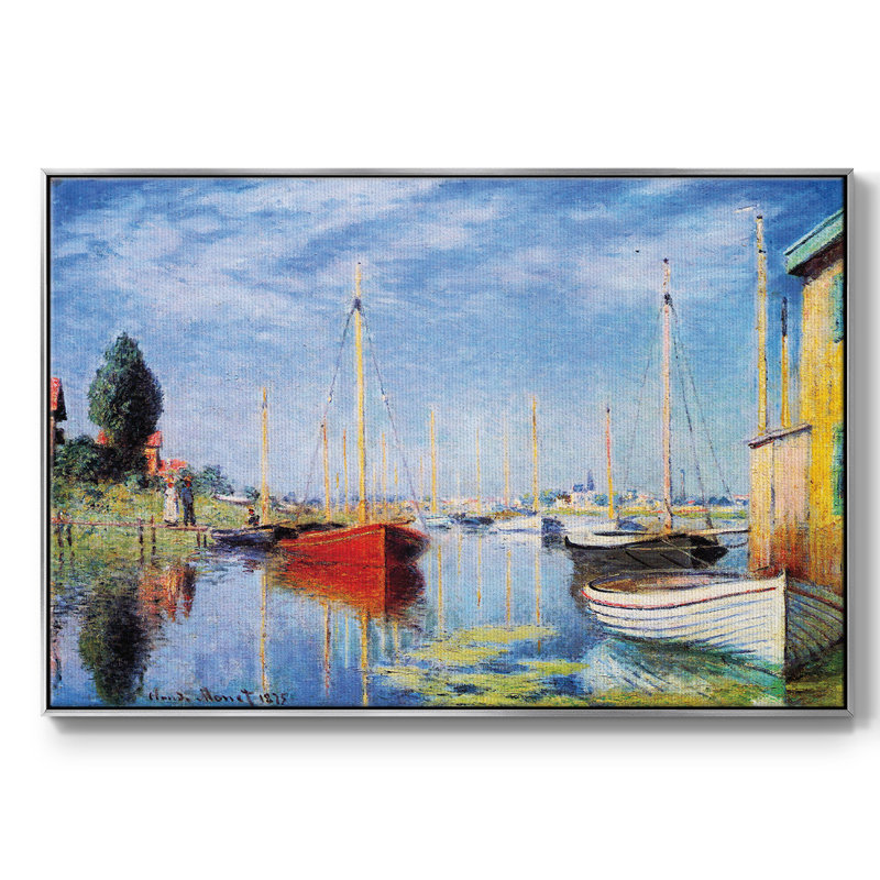 " Pleasure Boats At Argenteuil By Monet " by Claude Monet, Silver, 37" H x 25" W x 2" D