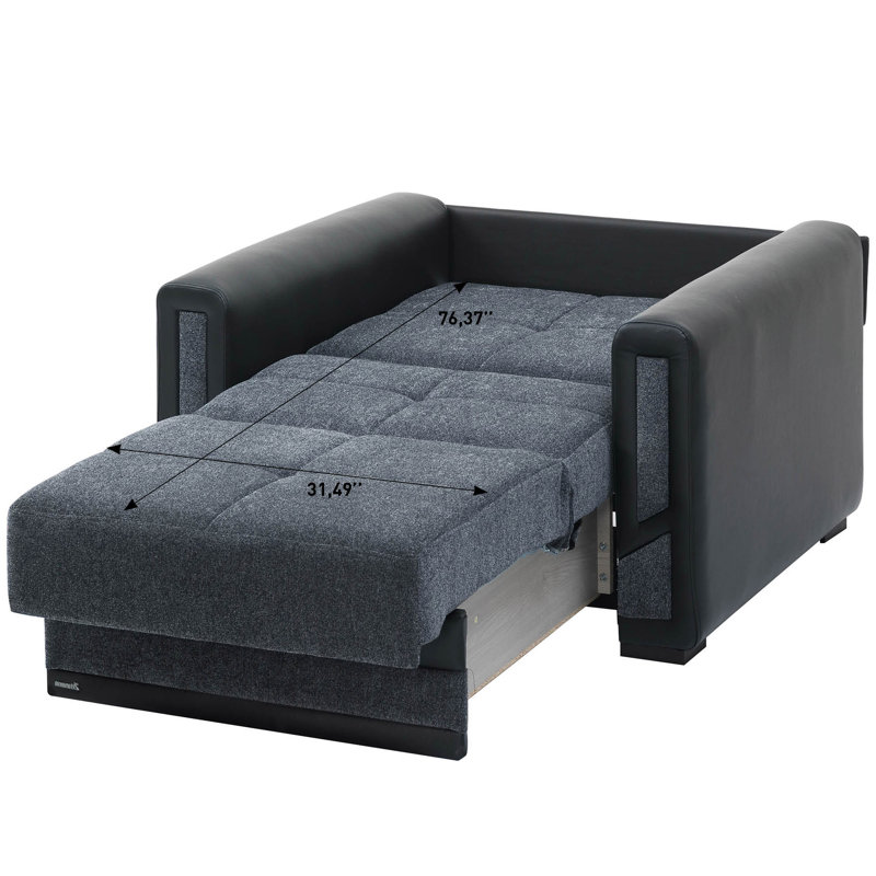 Fauteuil convertible avec accoudoirs convertibles 3-en-1 Ferree, Gris / chenille noir