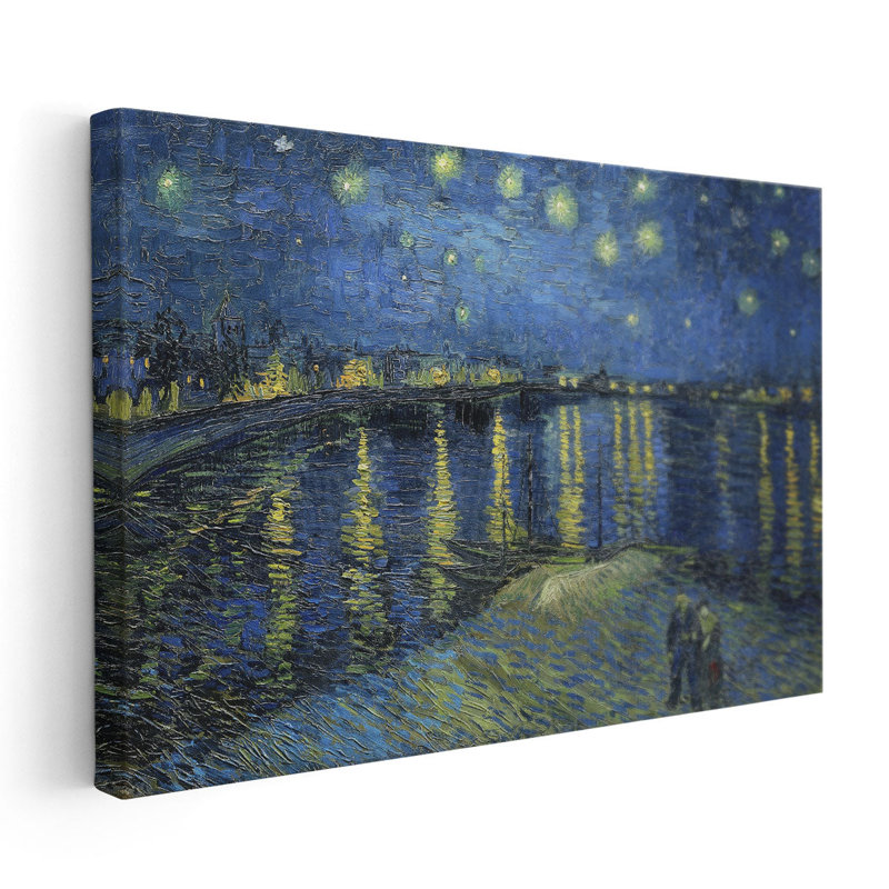 «Starry Night Over the Rhone», 1888 - reproduction d'art sur toile, H 12 po x l 18 po