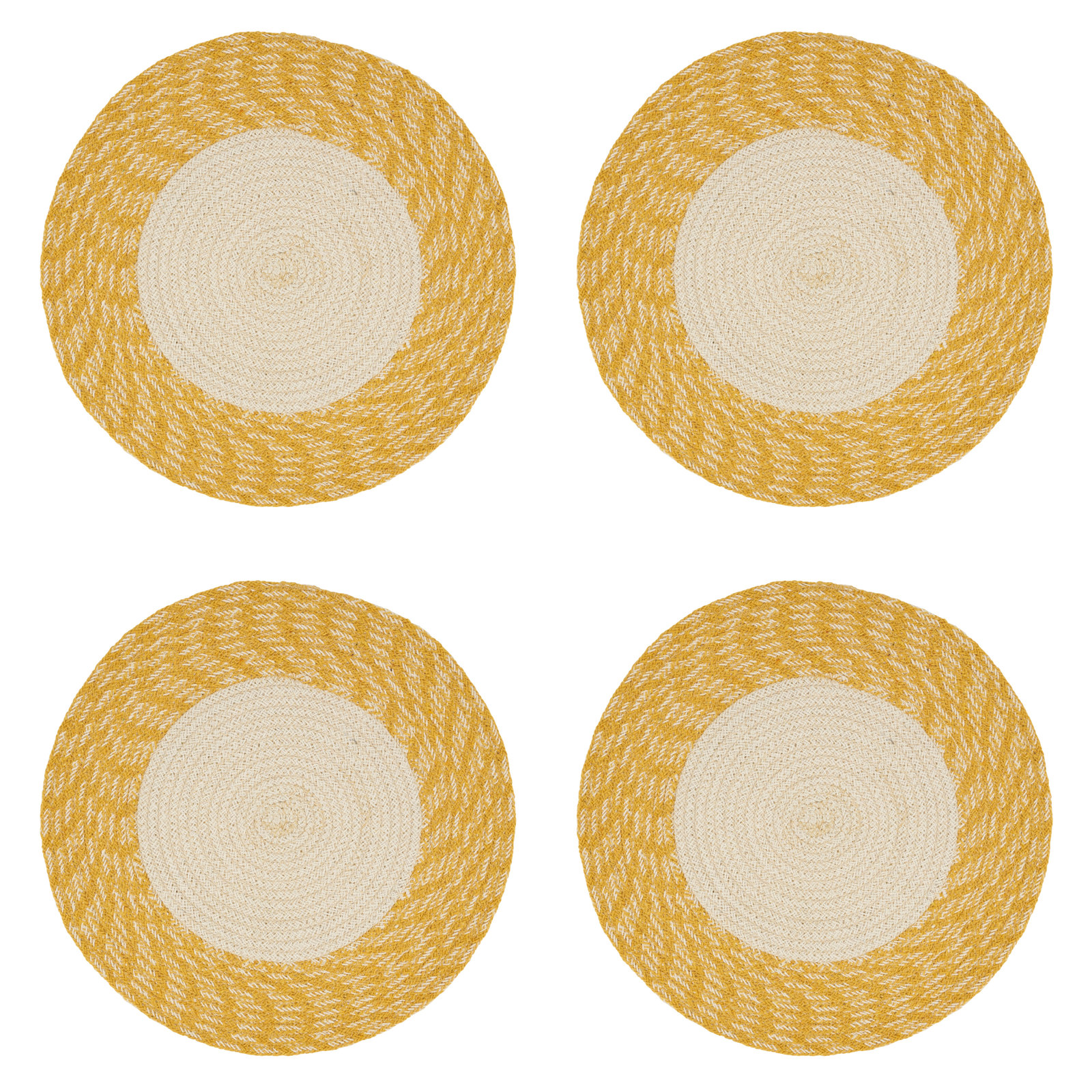 4 Piece Cotton Placemat Set, Yellow