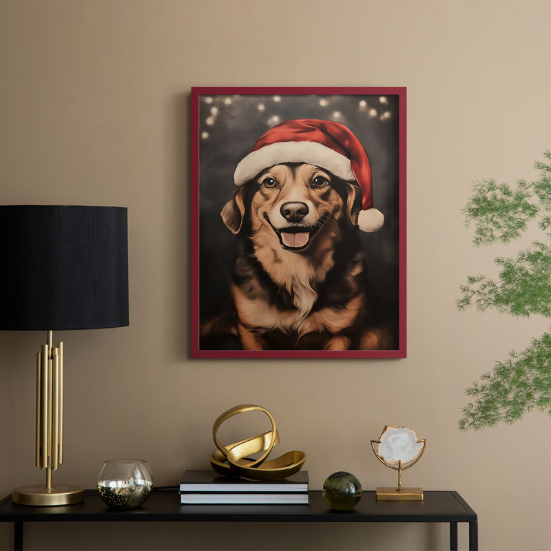 «Christmas Holiday Art», série 2-XXXIX, reproduction encadrée - bois massif, 30" H x 24" W, Red