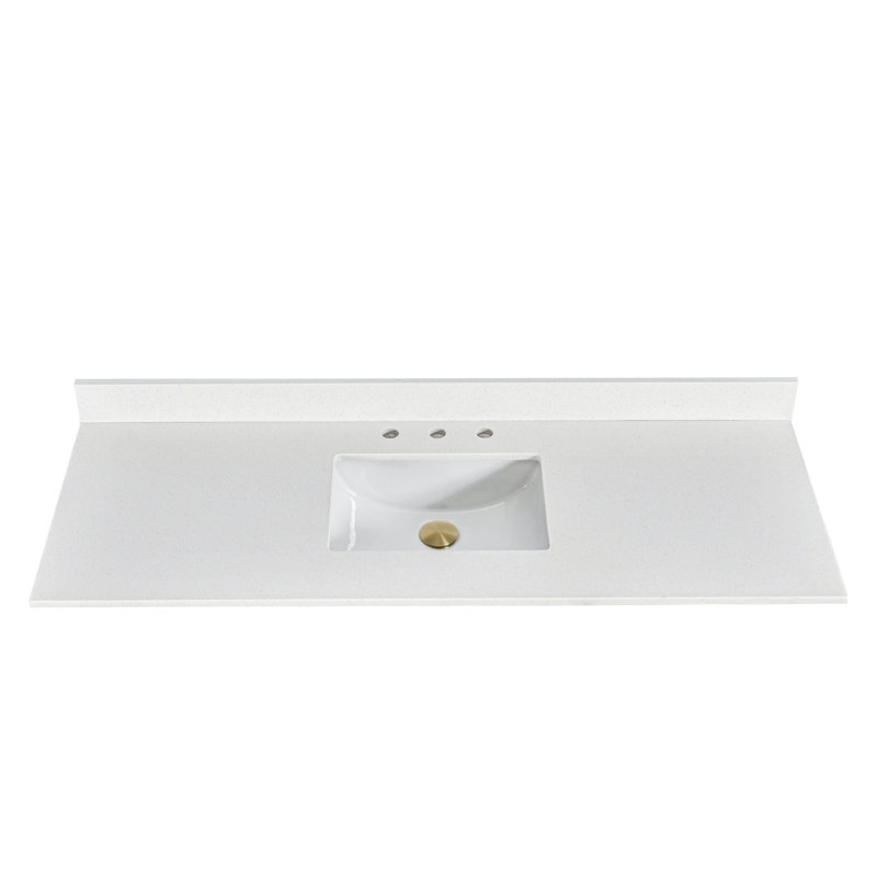 Plateau de meuble-lavabo simple 60 po en quartz avec lavabo - pour remplacement de meuble-lavabo, sans armoire