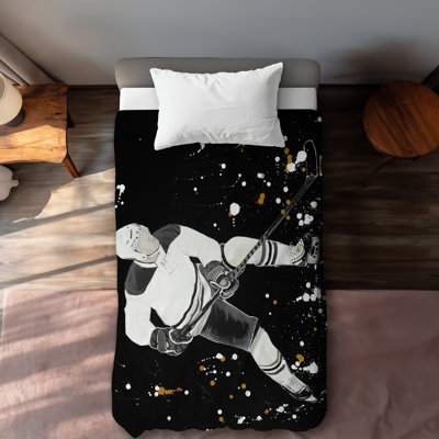 Hockey Player in Action Duvet Cover | Man Cave Home Decor