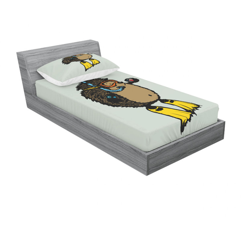 Ensemble de draps Coon Scuba Diver Hedgehog, Ensemble de draps pour lit simple avec drap-housse