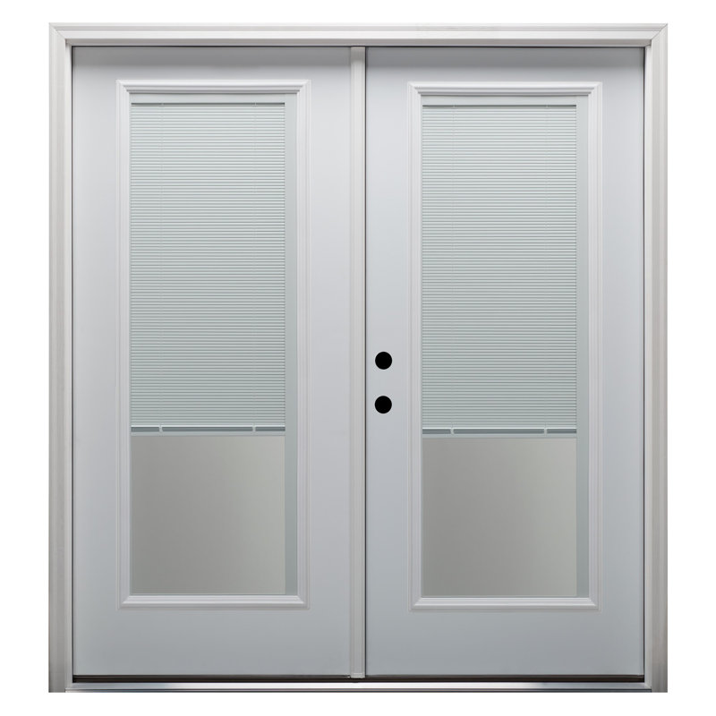 Porte d'entrée pré-suspendue en fibre de verre apprêtée, H 81,75 po x l 66 po x P 6,56 po, S'ouvre à droite vers l'intérieur