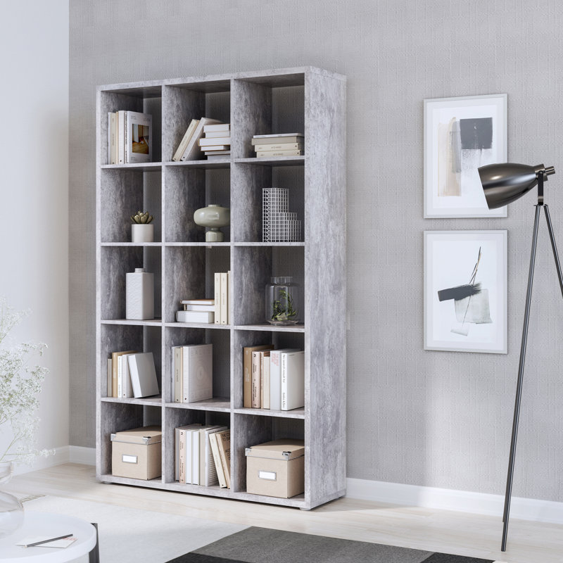 176.3cm H x 107.2cm W Standard Bookcase, Concrete Grey