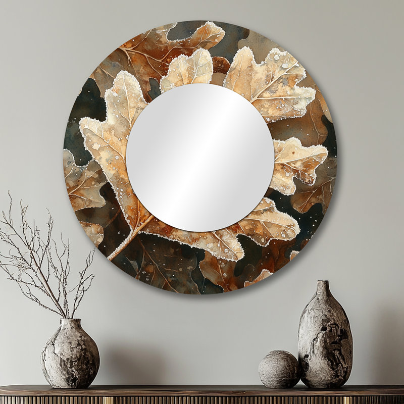Miroir d'appoint Frosty Oak Leaf I - Leaves, 29 po x 29 po
