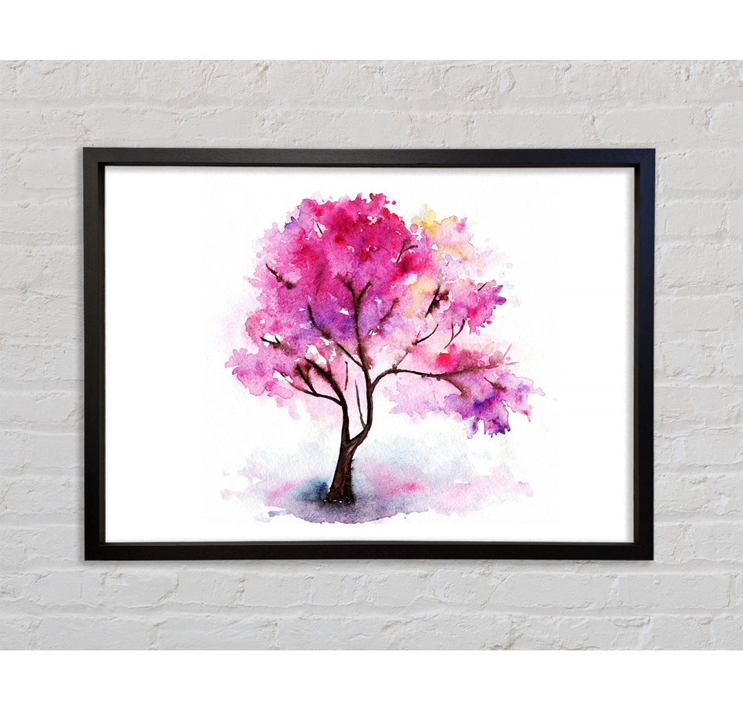 Pink Lonesome Tree - Einzelner Bilderrahmen Kunstdrucke auf Leinwand