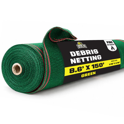 Filet de sécurité noir pour débris, 1,2 m x 45,7 m, maille de 1,6 mm, ignifugé, traité anti-UV pour échafaudages, contrôle de la poussière, clôture de chantier, brise-vent et protection de site.