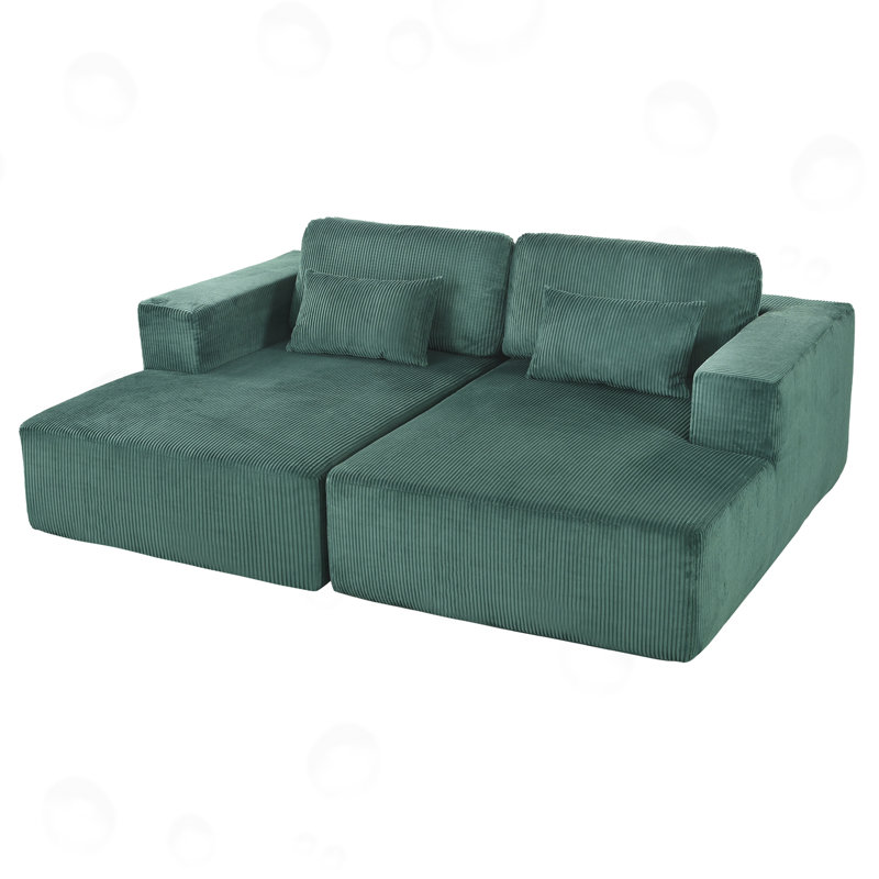 Corduroy Double Sofa Bed with 2 Pillows