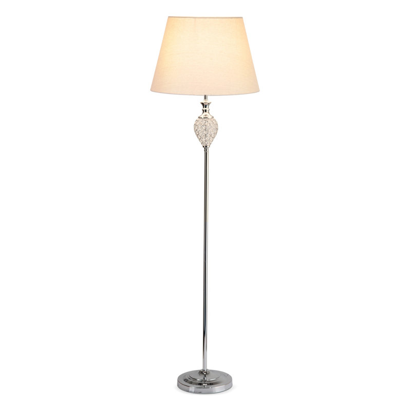 Paoli 162cm Chrome Traditional Floor Lamp, Cream