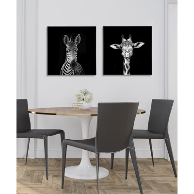 «Minimalist Zebra Animal Portrait», ensemble de 2 impressions sur toile tendue