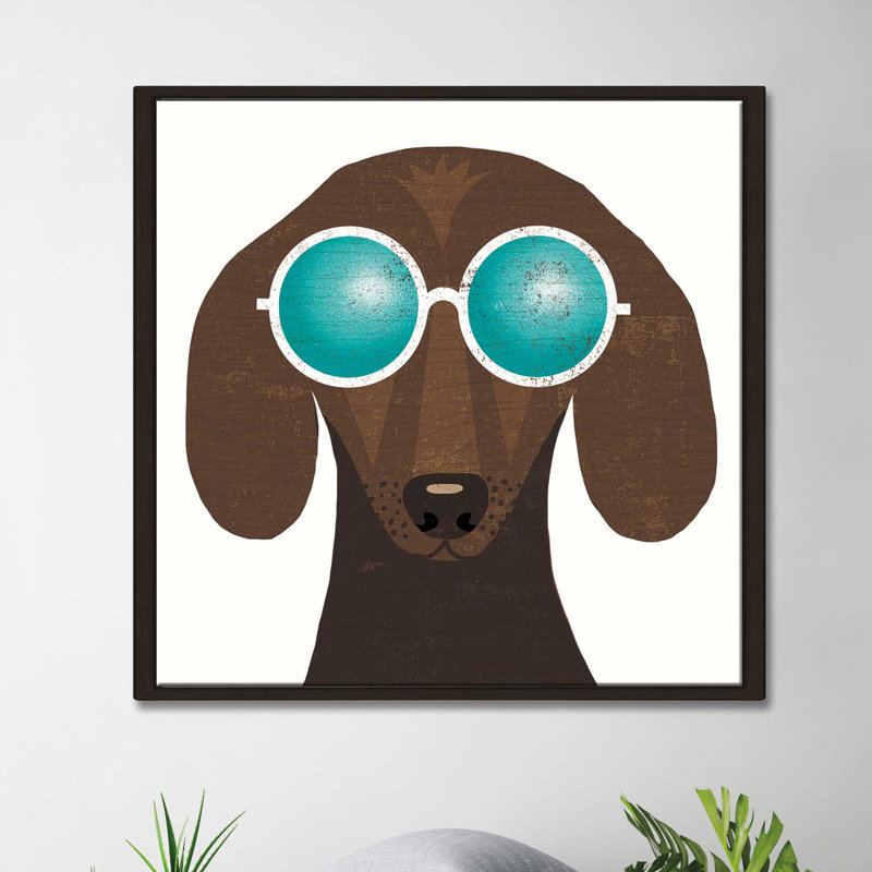 «Beach Bums Dachshund I», impression, H 21,5 po x l 21,5 po x P 2 po, Cadre flottant espresso