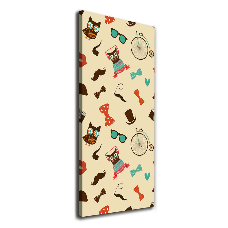 Owl Bike Glasses - Wrapped Canvas Print