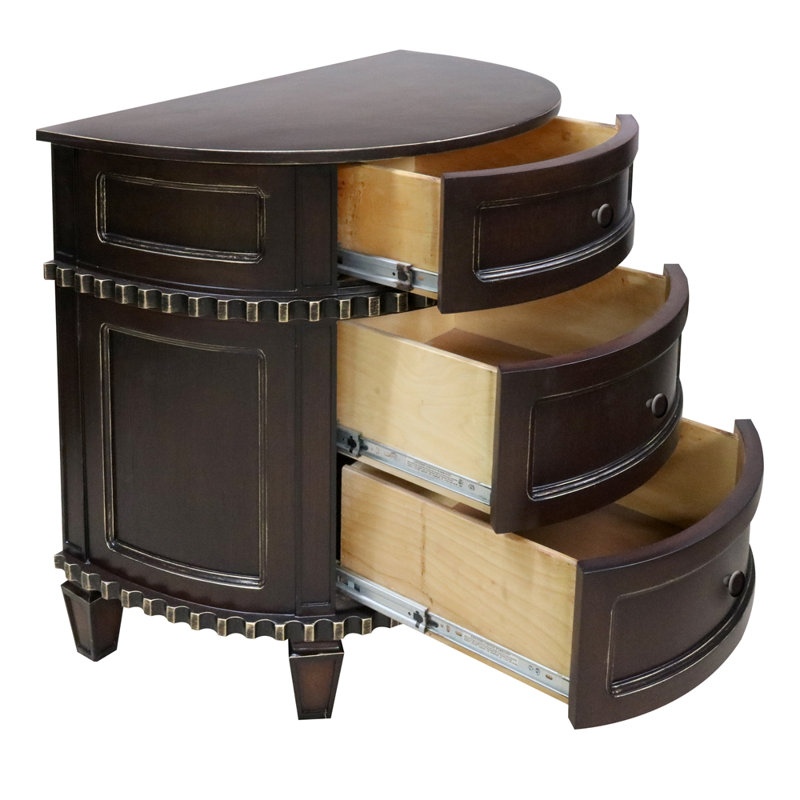 Smartt Louis Xv Transitional Bombay Chest Nightstand, Espresso