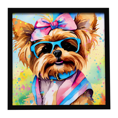 Yorkshire Terrier Hippie Dawg, reproduction d'art encadrée