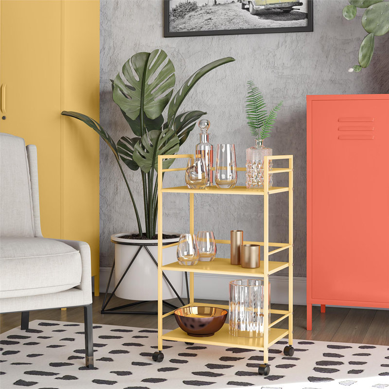 Metal Bar Cart, Yellow