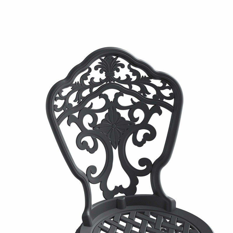 All-Weather Cast Aluminum Dining Furniture Set With Black Frame, 2