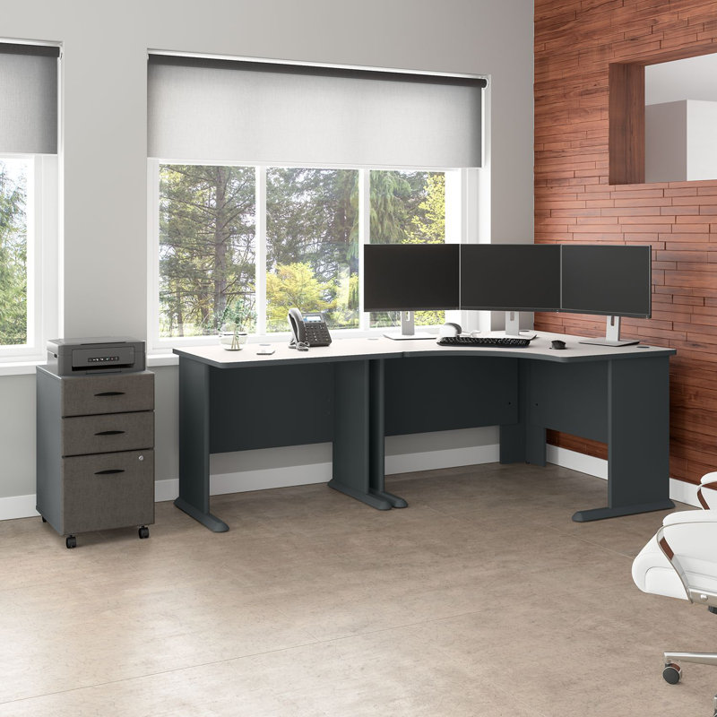 Bureau de direction en L Series A, Ardoise / spectre blanc