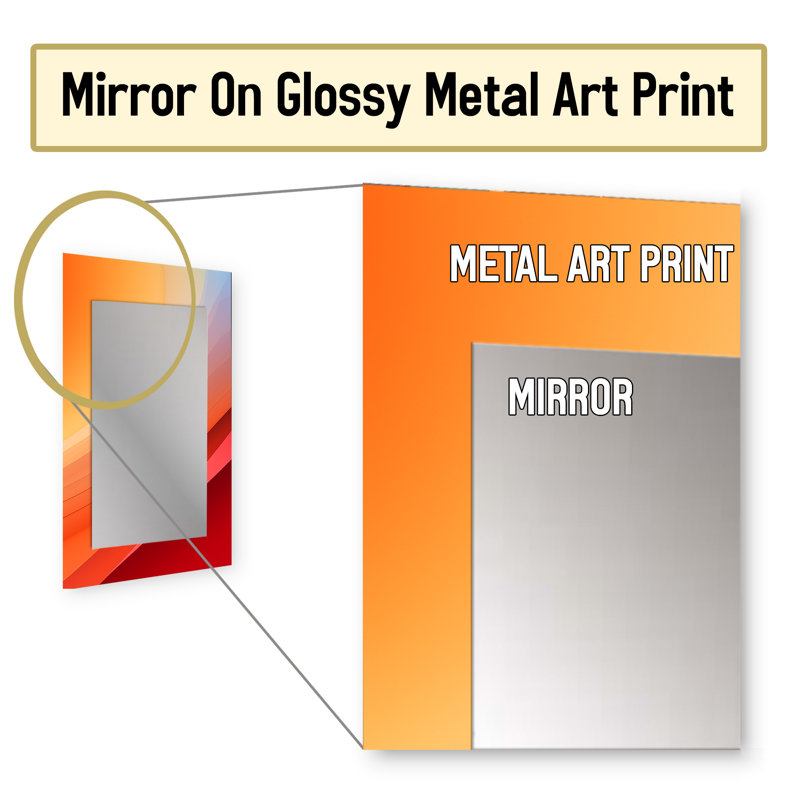 Orange Spectral Slice - miroir décoratif de formes abstraites, miroir mural orange, impression d'art en métal, 40 po x 30 po