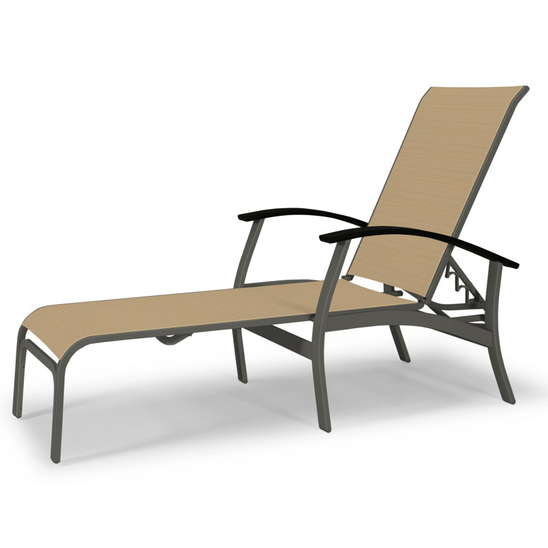 Askar Outdoor Rust-Resistant Metal Chaise Lounge, Black P70, Alloy Sunbrella®, Textured Graphite
