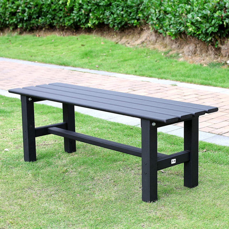 Banc de patio extérieur en aluminium Filancia, H 15 po x l 35 po x P 14 po, Noir