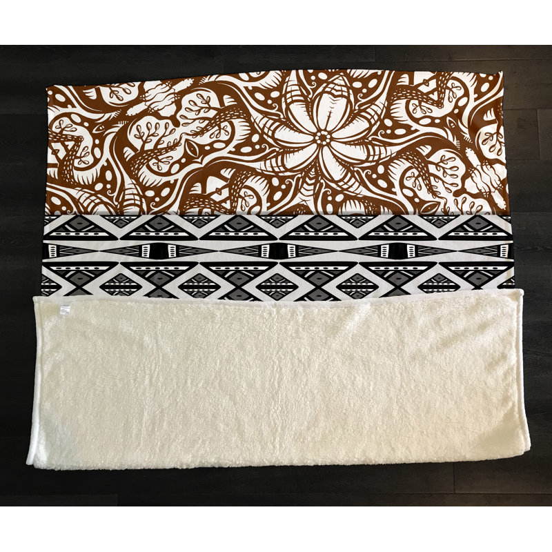 Plain Weave / Muslin Throw Blanket, Mixed Floral and Geometric Design