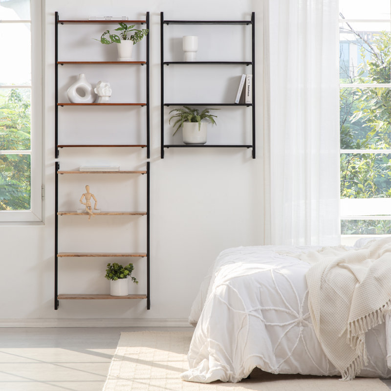 Phantom Solid Wood and Metal Floating Shelf, Walnut