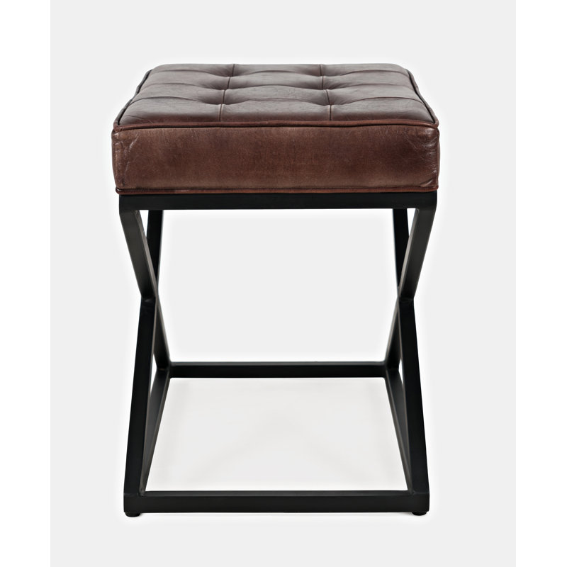 Pearson Upholstered Ottoman, Dark Sienna Top Grain Leather