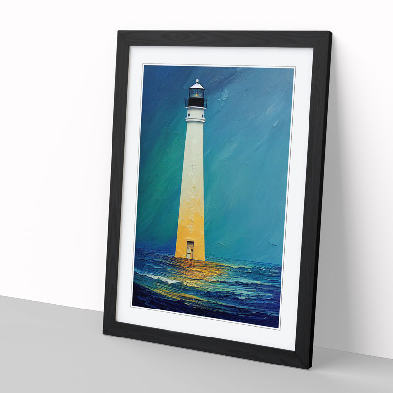 FRM-V0523-1672X Painted Lighthouse Vol.5 - Picture Frame Print, Black, 64cm H x 46cm W x 2cm D