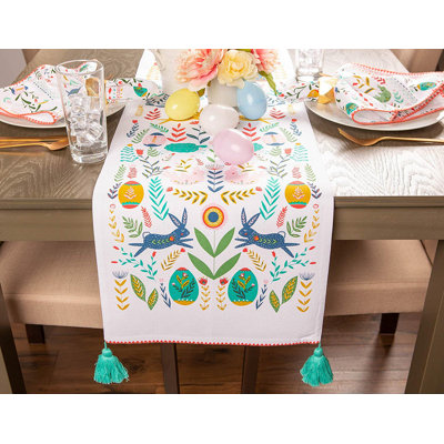Sardis Easter Folk Garden Embellished Table Runner