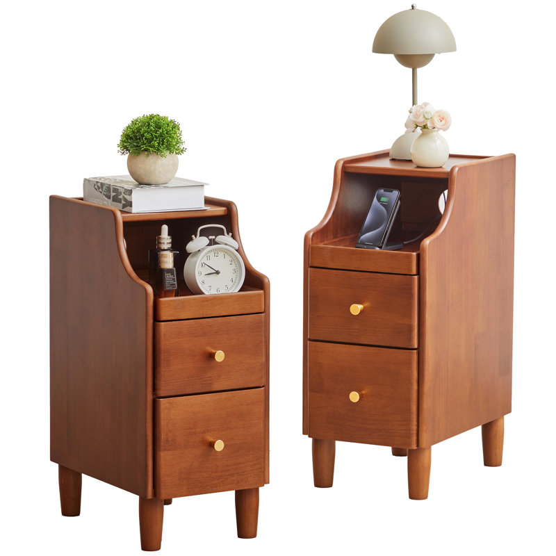 Table de bout en bois massif avec rangement, Walnut