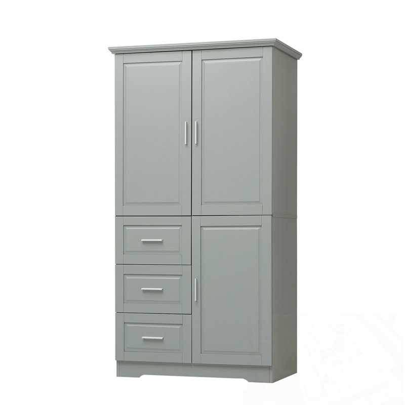 Labat Cabinet with Doors and Three Drawers, Grey