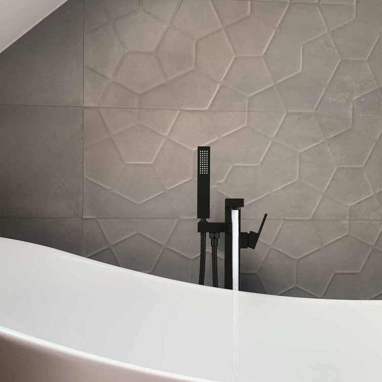 Cube Floor Tub Spout with Diverter