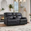 Ensemble de salon inclinable en cuir véritable 3 pièces 3 pièces - 2 chaises et 1 causeuse-127463214