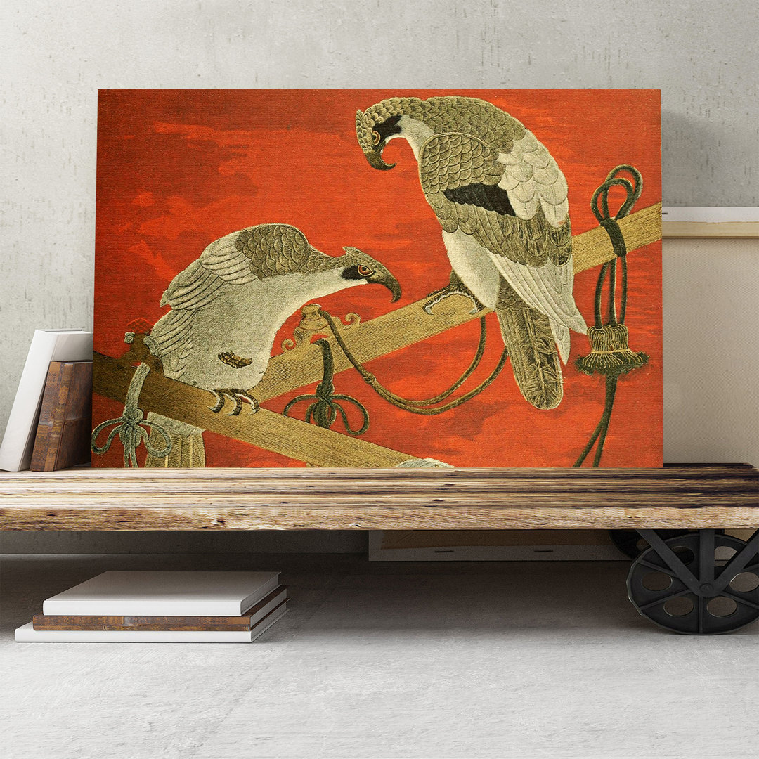 Fukusa Birds Japanese Oriental - Wrapped Canvas