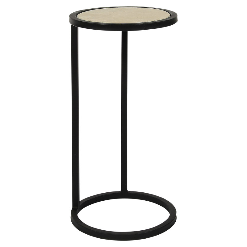 Vegas Stone Frame End Table, Flat Black, Carrera Marble