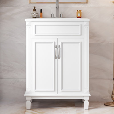 Single 24'' Bathroom Vanity With Ceramic Top