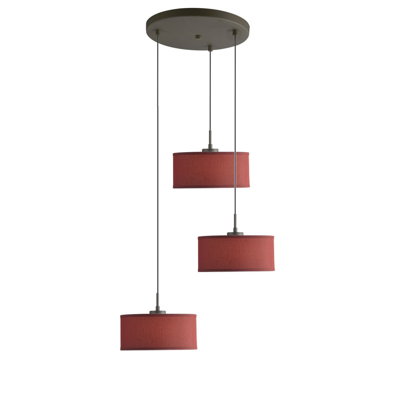 Luminaire suspendu tambour à 3 lumières Melnik, Bronze, Marron