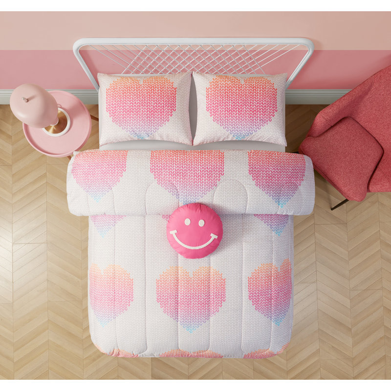 Ensemble de literie pour enfants Valentine, Édredon simple et 1 taie décorative et 1 coussin
